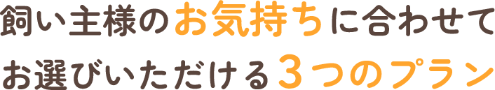 飼い主様のお気持ちに合わせてお選びいただける３つのプラン